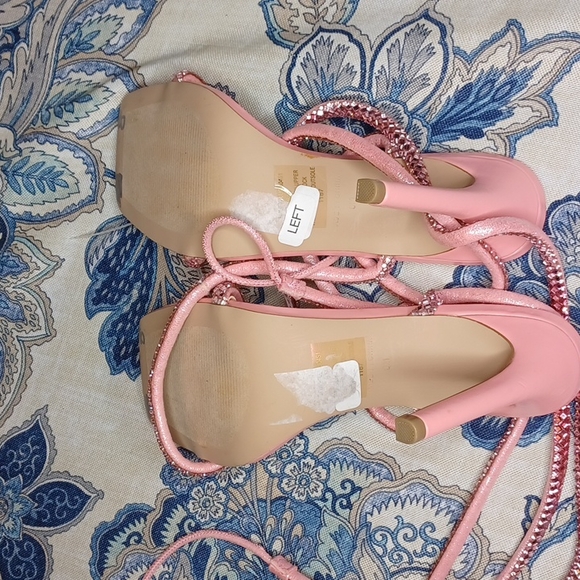Steve Madden uplift pink Rhinestone highlace up high heel New - Picture 14 of 15